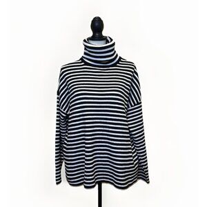 French Connection SweaterWomen's Size Medium Black & White Striped Turtleneck